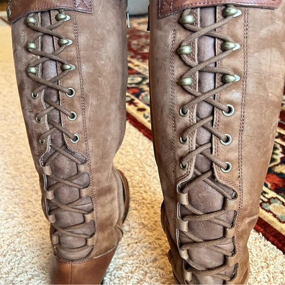 UGG Smithfield Riding Boots Women’s 8 Brown Leather and Suede Knee-High Boots - Picture 2 of 16